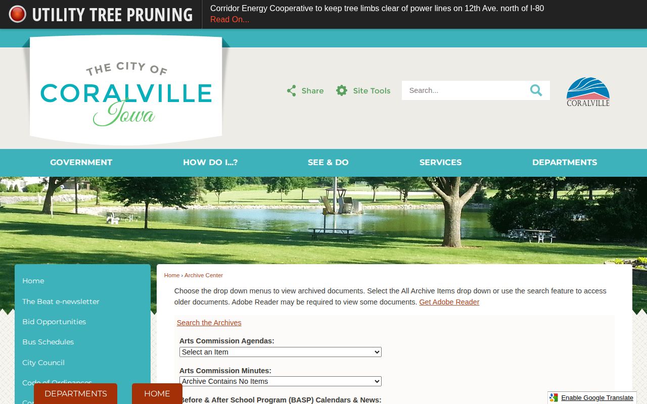 Coralville Archive Center with Police Department Daily Bulletin selection