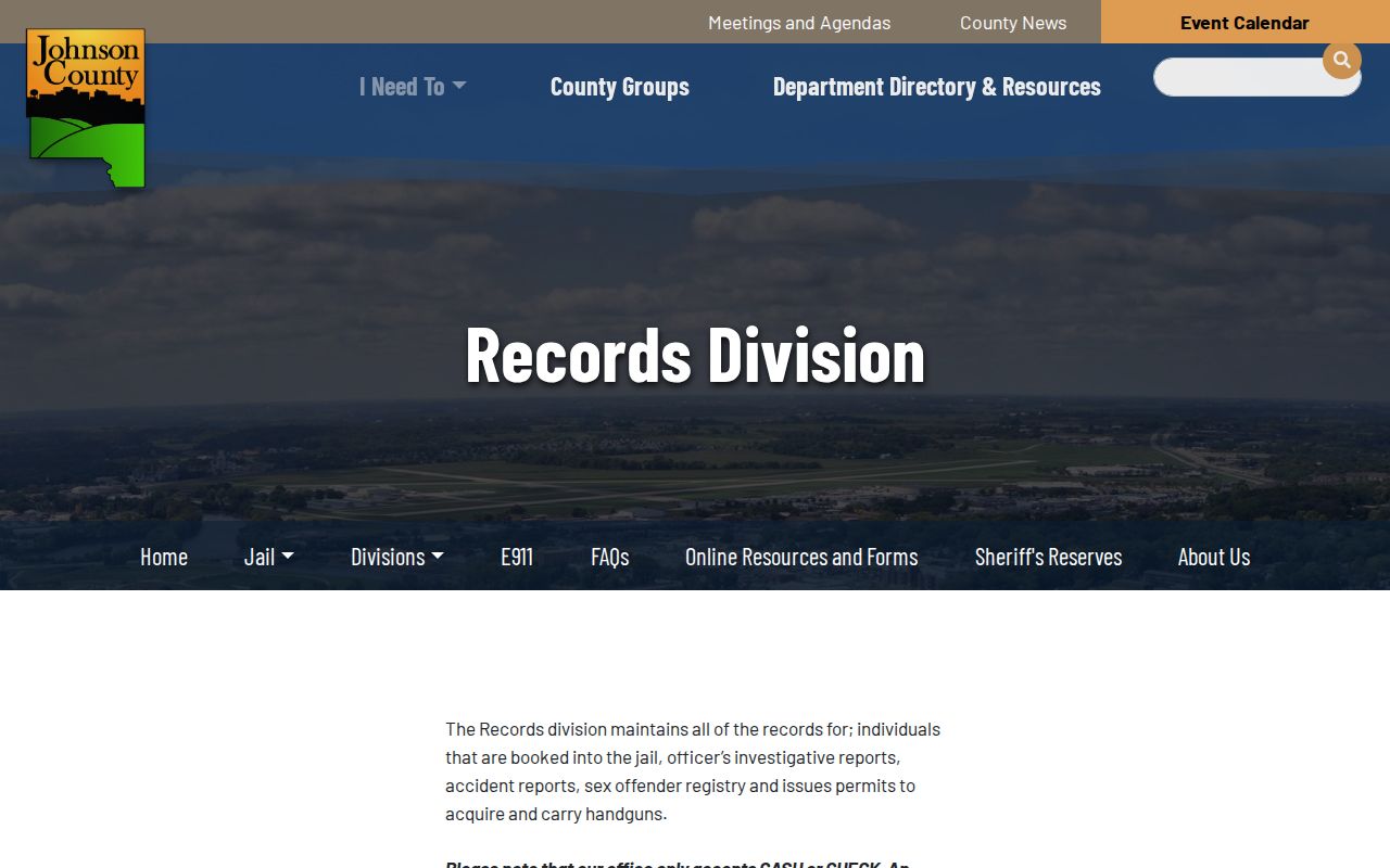 Johnson County Sheriff Records Division request and fee details