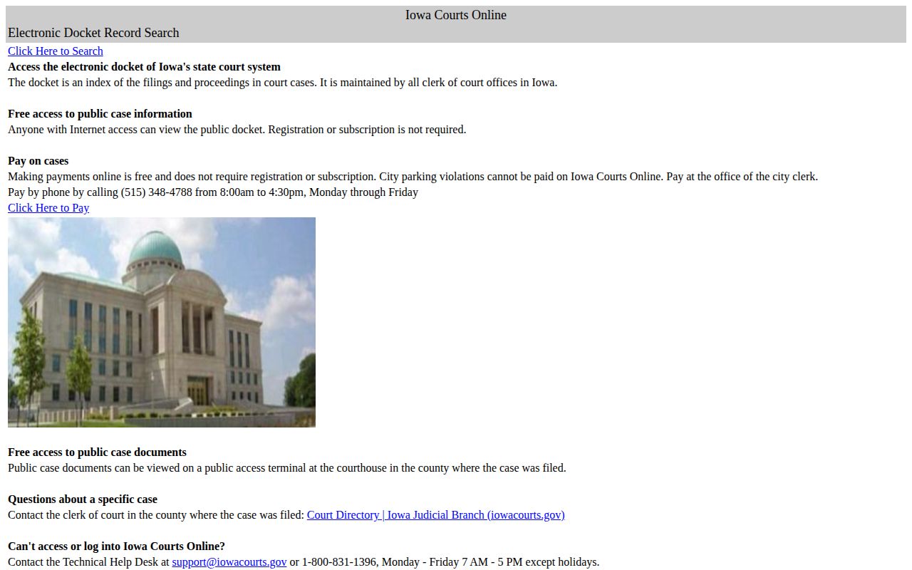 Iowa Courts Online trial court case search